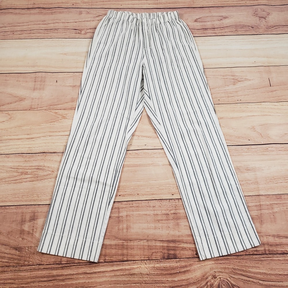 Brandy Melville Pants Women One Size White Gray Straight Crop Ankle Ladies 24x26